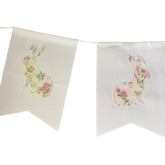 Happy Easter Banner Bunny Bunnies 5 ft Reusable Decor Flowers Spring Deck Party - Picture 2 of 7